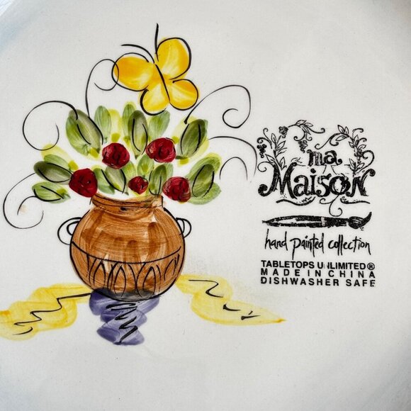 Dario Farrucci Ma Maison Large Serving Bowl Hand Painted Tabletops Unlimited - Picture 6 of 9